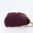 PRADA Quilted Chain Shoulder Bag Suede Bordeaux Gold Auth yk20855A-3