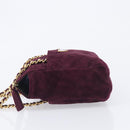PRADA Quilted Chain Shoulder Bag Suede Bordeaux Gold Auth yk20855A-4