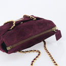 PRADA Quilted Chain Shoulder Bag Suede Bordeaux Gold Auth yk20855A-6