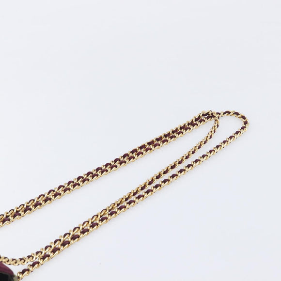 PRADA Quilted Chain Shoulder Bag Suede Bordeaux Gold Auth yk20855A
