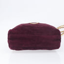 PRADA Quilted Chain Shoulder Bag Suede Bordeaux Gold Auth yk20855A-5