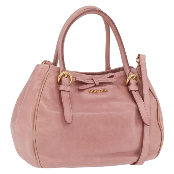 Miu Miu Hand Bag Leather 2way Pink Gold Auth yk20856V