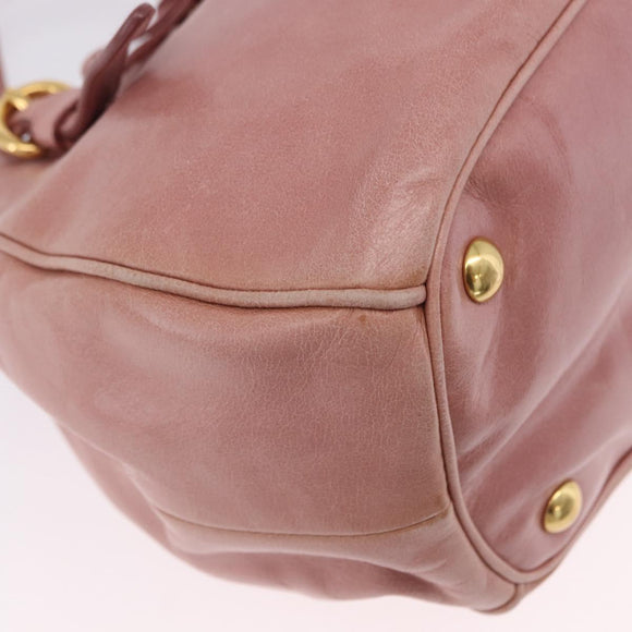 Miu Miu Hand Bag Leather 2way Pink Gold Auth yk20856V