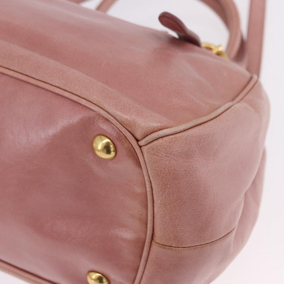 Miu Miu Hand Bag Leather 2way Pink Gold Auth yk20856V