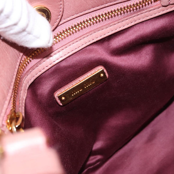 Miu Miu Hand Bag Leather 2way Pink Gold Auth yk20856V