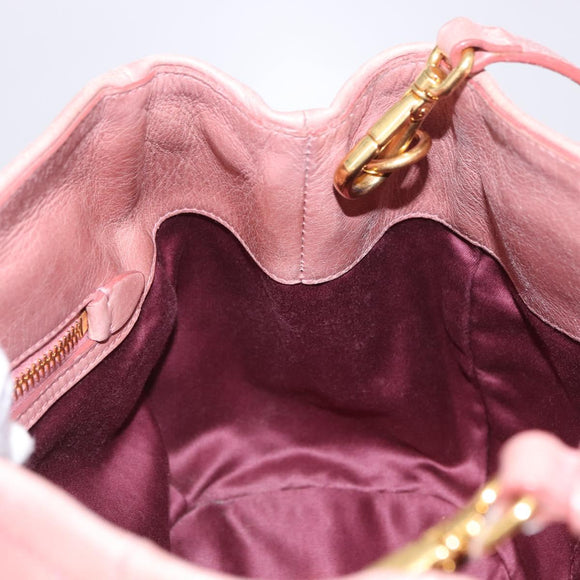 Miu Miu Hand Bag Leather 2way Pink Gold Auth yk20856V