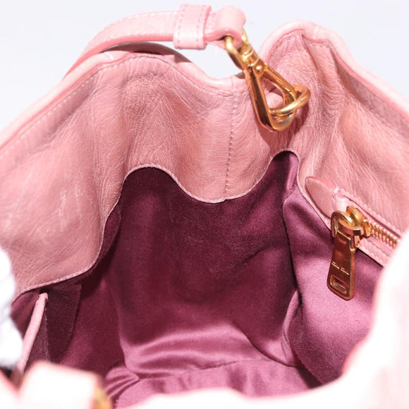 Miu Miu Hand Bag Leather 2way Pink Gold Auth yk20856V