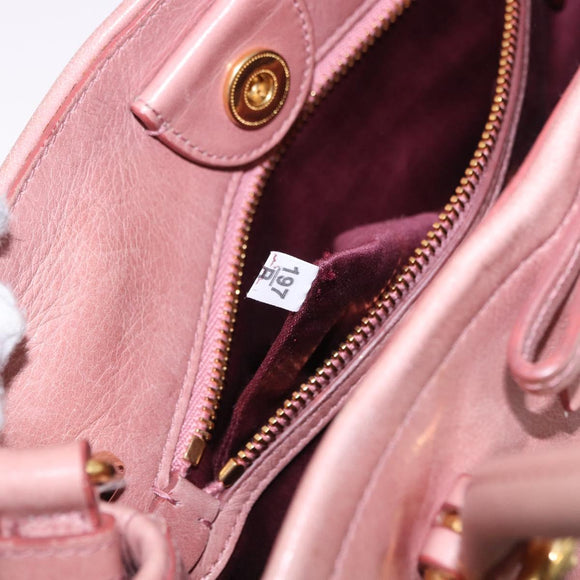 Miu Miu Hand Bag Leather 2way Pink Gold Auth yk20856V