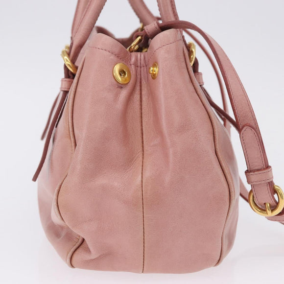 Miu Miu Hand Bag Leather 2way Pink Gold Auth yk20856V