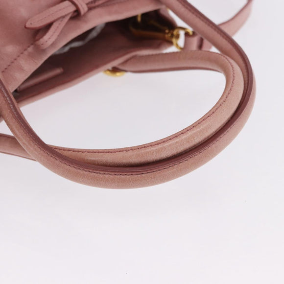Miu Miu Hand Bag Leather 2way Pink Gold Auth yk20856V