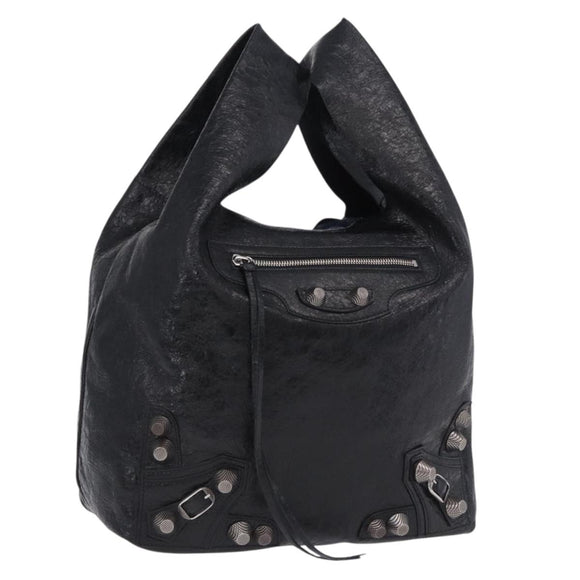 BALENCIAGA Lucagol Shopper Hand Bag Leather Black Silver 780976 Auth yk20857SAM