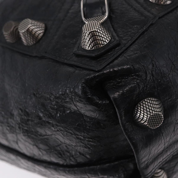 BALENCIAGA Lucagol Shopper Hand Bag Leather Black Silver 780976 Auth yk20857SAM