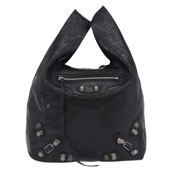 BALENCIAGA Lucagol Shopper Hand Bag Leather Black Silver 780976 Auth yk20857SAM