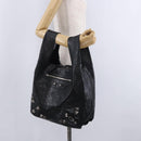 BALENCIAGA Lucagol Shopper Hand Bag Leather Black Silver 780976 Auth yk20857SAM-23