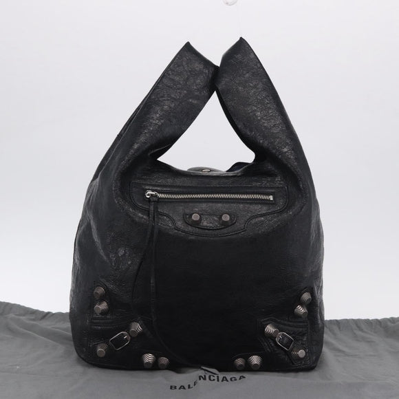 BALENCIAGA Lucagol Shopper Hand Bag Leather Black Silver 780976 Auth yk20857SAM