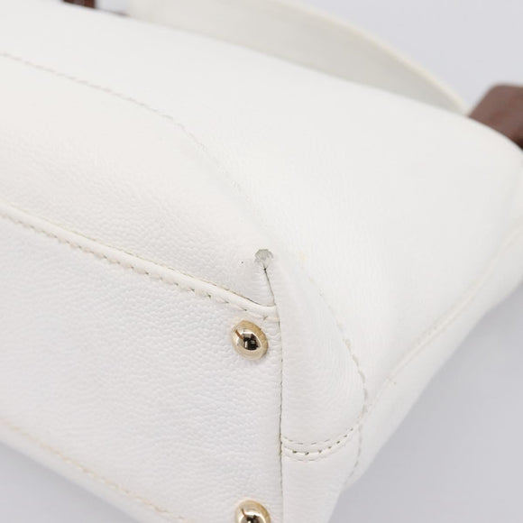CHANEL COCO Mark Chain Shoulder Bag Caviar Skin White Gold CC Auth yk20859V