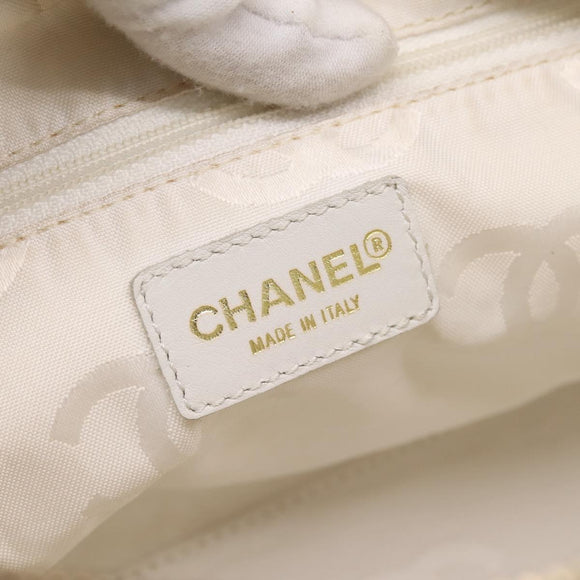 CHANEL COCO Mark Chain Shoulder Bag Caviar Skin White Gold CC Auth yk20859V
