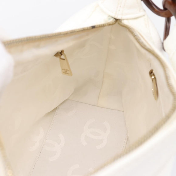 CHANEL COCO Mark Chain Shoulder Bag Caviar Skin White Gold CC Auth yk20859V