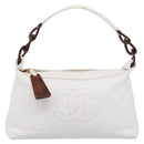 CHANEL COCO Mark Chain Shoulder Bag Caviar Skin White Gold CC Auth yk20859V-2