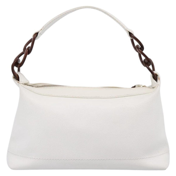 CHANEL COCO Mark Chain Shoulder Bag Caviar Skin White Gold CC Auth yk20859V