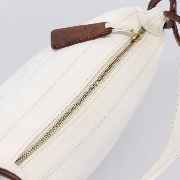 CHANEL COCO Mark Chain Shoulder Bag Caviar Skin White Gold CC Auth yk20859V