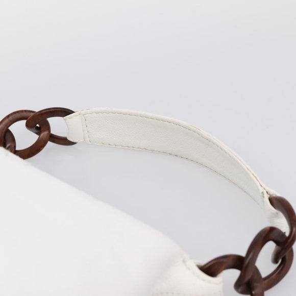 CHANEL COCO Mark Chain Shoulder Bag Caviar Skin White Gold CC Auth yk20859V