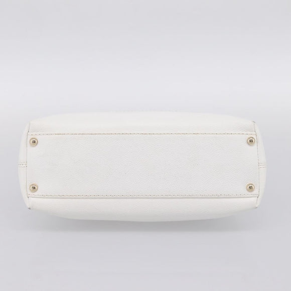 CHANEL COCO Mark Chain Shoulder Bag Caviar Skin White Gold CC Auth yk20859V
