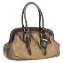 PRADA Hand Bag Leather Gold Tone Auth yk20860V-1
