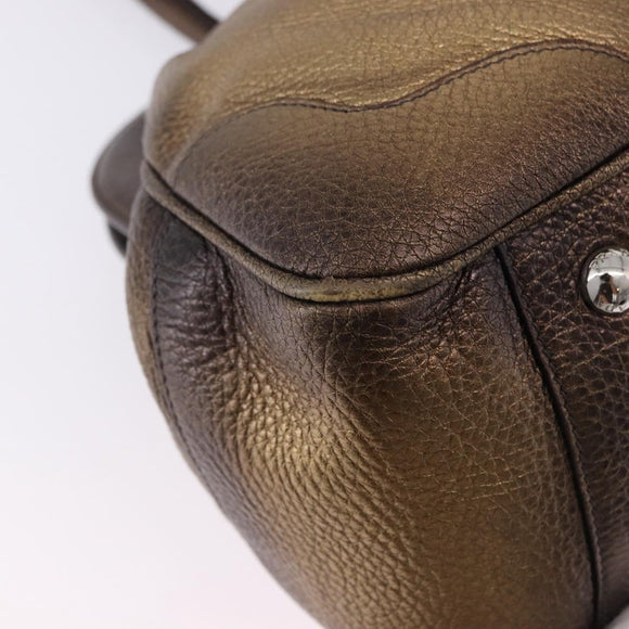 PRADA Hand Bag Leather Gold Tone Auth yk20860V