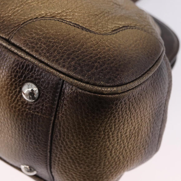 PRADA Hand Bag Leather Gold Tone Auth yk20860V