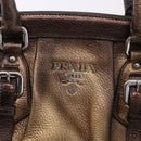 PRADA Hand Bag Leather Gold Tone Auth yk20860V-19