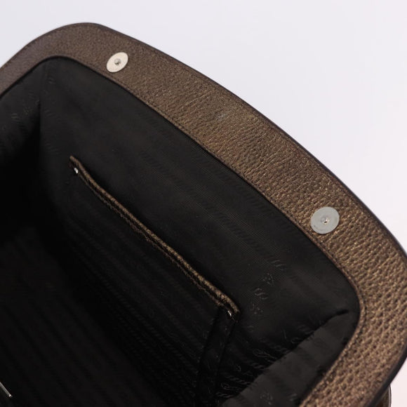 PRADA Hand Bag Leather Gold Tone Auth yk20860V