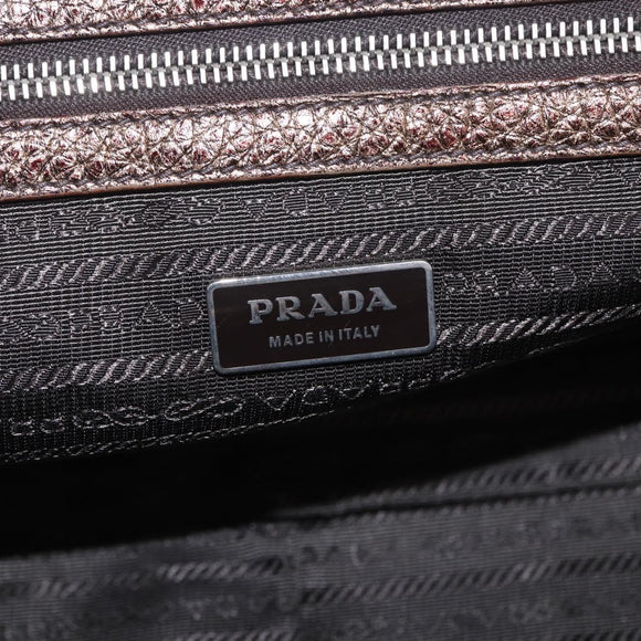 PRADA Hand Bag Leather Gold Tone Auth yk20860V