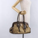 PRADA Hand Bag Leather Gold Tone Auth yk20860V-29