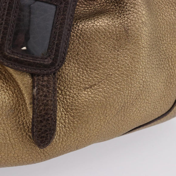 PRADA Hand Bag Leather Gold Tone Auth yk20860V