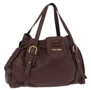 Miu Miu Shoulder Bag Leather Gold Brown Auth yk20861SAM-1