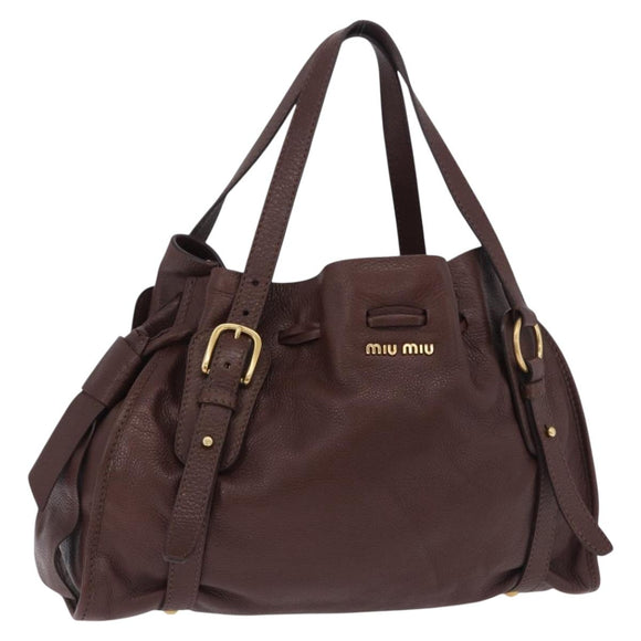 Miu Miu Shoulder Bag Leather Gold Brown Auth yk20861SAM