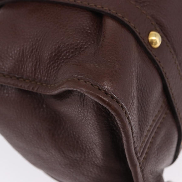 Miu Miu Shoulder Bag Leather Gold Brown Auth yk20861SAM