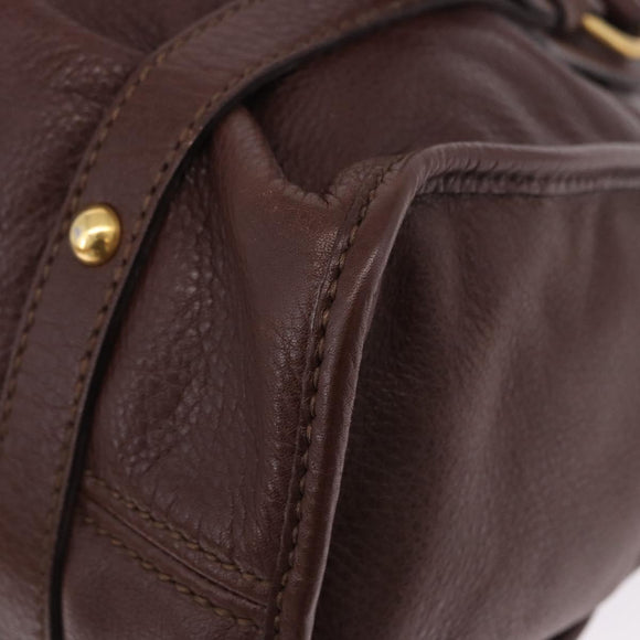 Miu Miu Shoulder Bag Leather Gold Brown Auth yk20861SAM