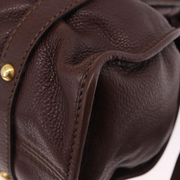 Miu Miu Shoulder Bag Leather Gold Brown Auth yk20861SAM
