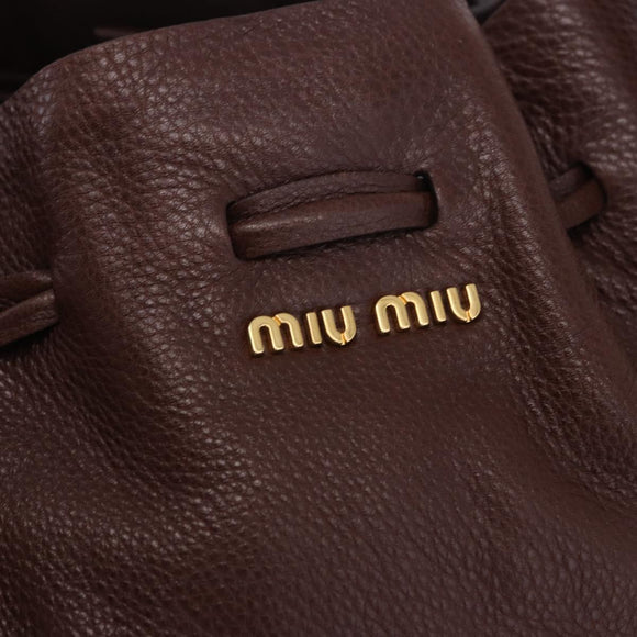 Miu Miu Shoulder Bag Leather Gold Brown Auth yk20861SAM