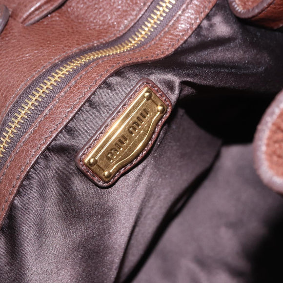 Miu Miu Shoulder Bag Leather Gold Brown Auth yk20861SAM
