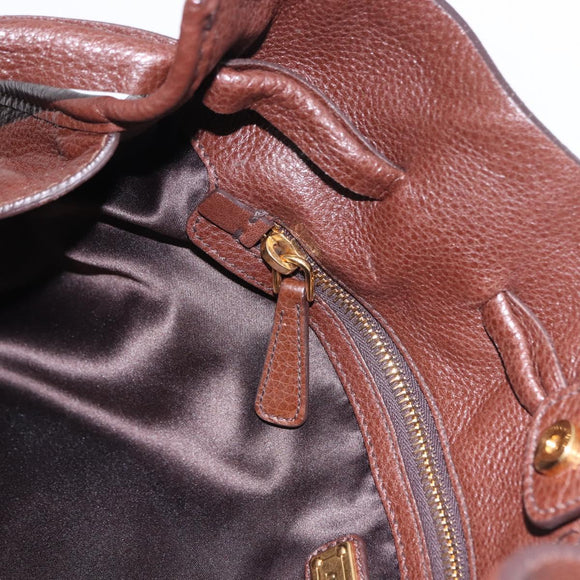 Miu Miu Shoulder Bag Leather Gold Brown Auth yk20861SAM