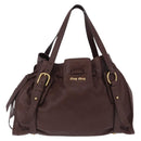 Miu Miu Shoulder Bag Leather Gold Brown Auth yk20861SAM-13