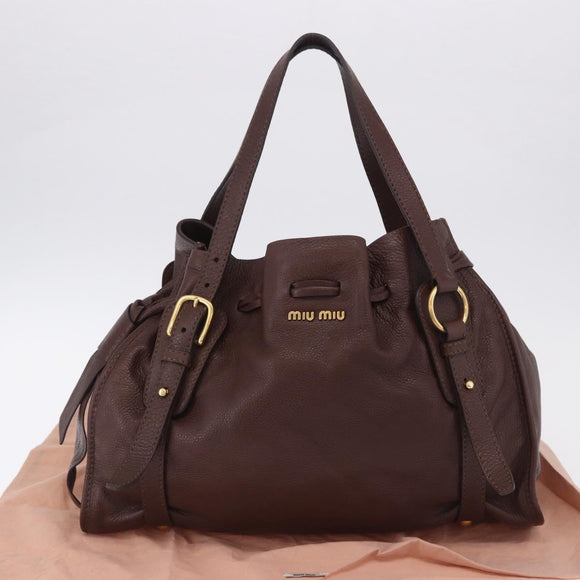 Miu Miu Shoulder Bag Leather Gold Brown Auth yk20861SAM