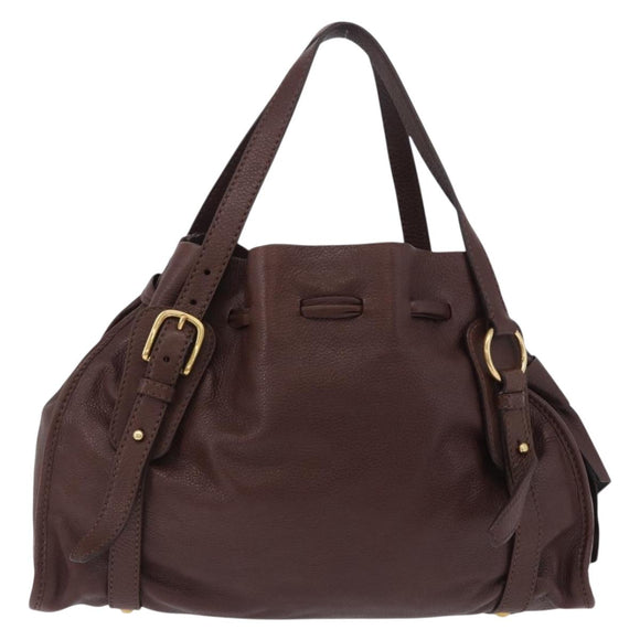 Miu Miu Shoulder Bag Leather Gold Brown Auth yk20861SAM