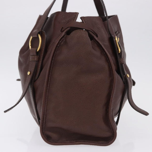 Miu Miu Shoulder Bag Leather Gold Brown Auth yk20861SAM