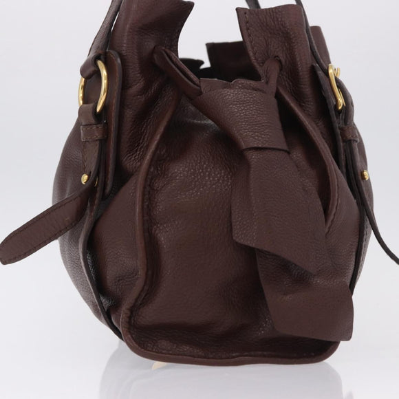 Miu Miu Shoulder Bag Leather Gold Brown Auth yk20861SAM