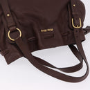 Miu Miu Shoulder Bag Leather Gold Brown Auth yk20861SAM-6