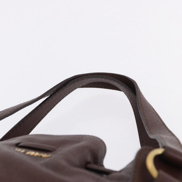 Miu Miu Shoulder Bag Leather Gold Brown Auth yk20861SAM